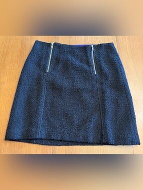 NWT LOFT Black Textured Tweed Skirt | Academia | Quiet Luxury | Sz4